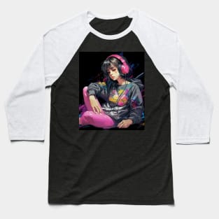 Game Over Sad Japanese Anime Girl Vaporwave Aesthetic Baseball T-Shirt